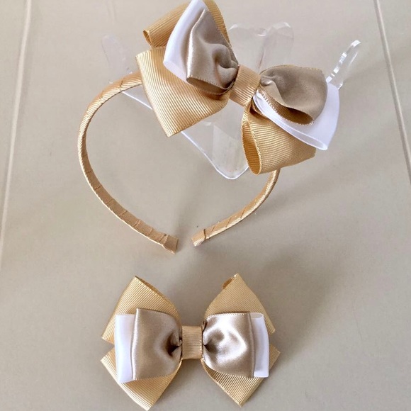 Gold Hairband & Bow Set - Picture 1 of 1